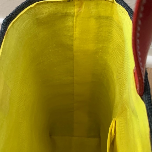 Vintage Santi Woven Straw Tote Bag Fruit Embroidered Black Canvas - Picture 11 of 11